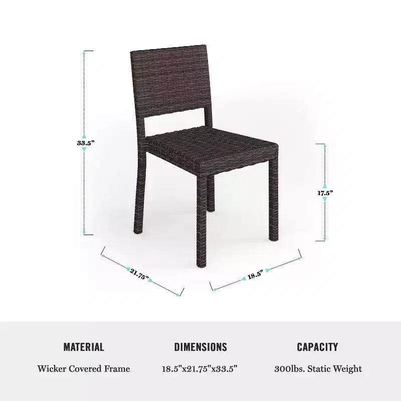 Set da pranzo per interni ed esterni Martha Stewart Bedford da 9 pezzi con 8 sedie da pranzo impilabili e tavolo da patio da 71 pollici con piano in legno composito in rattan intrecciato