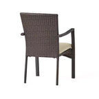 Christopher Knight Home Ferris Set da Pranzo da Esterno a 5 Pezzi in Legno di Acacia e Vimini con Cuscini
