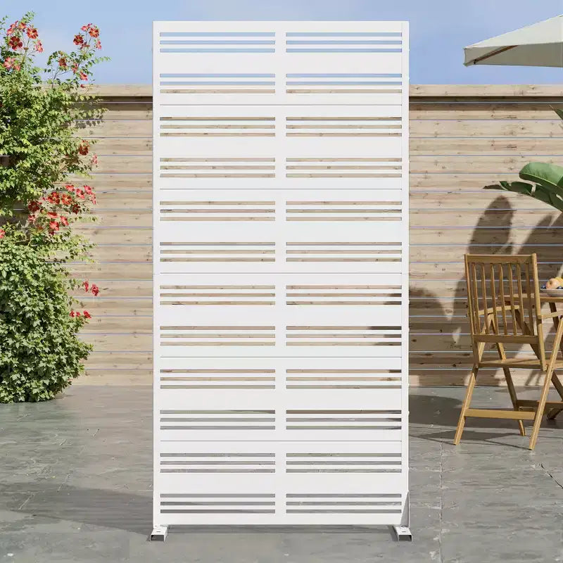 72 H35W Fioriera in Metallo Bianco Dovelina con Griglia Frangivista per Caffè, Patio, Giardino e Balconi