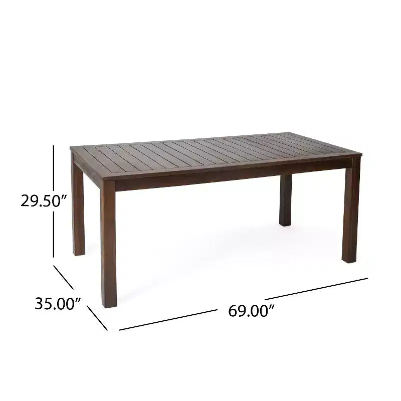 Set da pranzo GDFStudio Taft per esterni di 7 pezzi in legno di acacia e vimini con cuscini, marrone scuro/beige