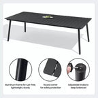 Crestlive Products - Ensemble de salle à manger d'extérieur - Table de salle à manger avec chaises pliantes - Plateau aspect bois et cadre en aluminium - Trou pour parasol