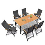 Crestlive Products - Ensemble de salle à manger d'extérieur - Table de salle à manger avec chaises pliantes - Plateau aspect bois et cadre en aluminium - Trou pour parasol