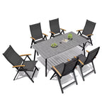 Crestlive Products - Ensemble de salle à manger d'extérieur - Table de salle à manger avec chaises pliantes - Plateau aspect bois et cadre en aluminium - Trou pour parasol