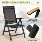 Crestlive Products - Ensemble de salle à manger d'extérieur - Table de salle à manger avec chaises pliantes - Plateau aspect bois et cadre en aluminium - Trou pour parasol