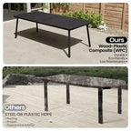 Crestlive Products Set da pranzo da esterno 7 pezzi Tavolo rettangolare da patio con sedie pieghevoli Struttura in alluminio con piano del tavolo effetto legno e foro per ombrellone
