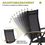 Crestlive Products Set da pranzo da esterno 7 pezzi Tavolo rettangolare da patio con sedie pieghevoli Struttura in alluminio con piano del tavolo effetto legno e foro per ombrellone