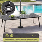 Crestlive Products Set da pranzo da esterno in alluminio 7 pezzi, tavolo da 183 cm e 6 sedie con piano in legno sintetico e foro per ombrellone, per bordo piscina o giardino