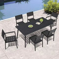 Crestlive Products 7pc Aluminum Patio Dinning Set 72in Table and 6 Chairs Plastic Wood Top with Umbrella Hole for Outdoor Pool Lawn