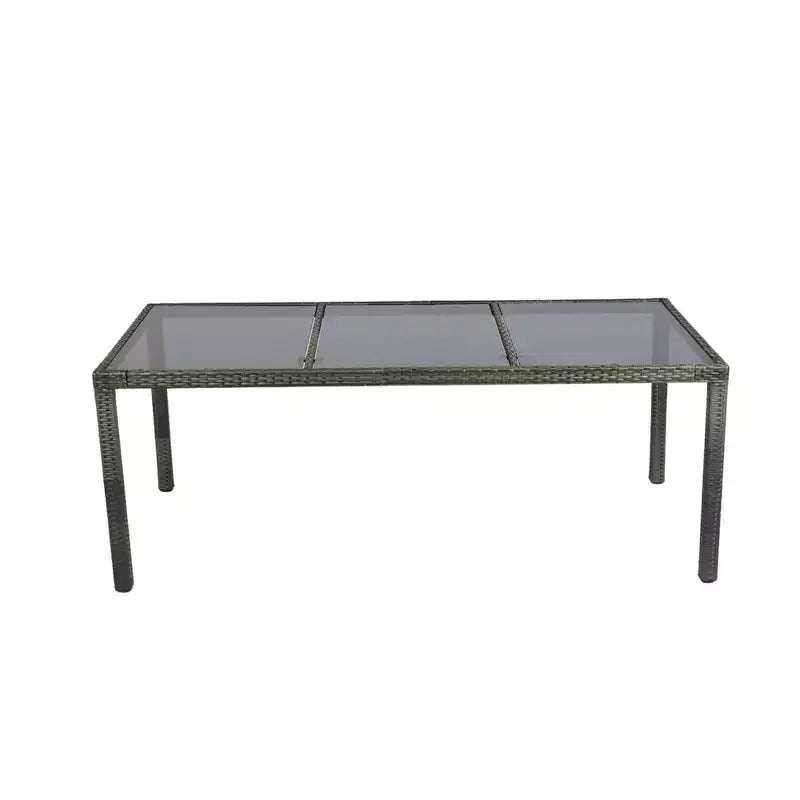 Set da pranzo da esterno Whisen a 9 pezzi in vimini con piano in vetro