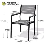 Crestlive Products Set da pranzo da esterno in alluminio da 7 pezzi, tavolo da 180 cm e 6 sedie con piano in legno sintetico e foro per ombrellone per piscina, prato