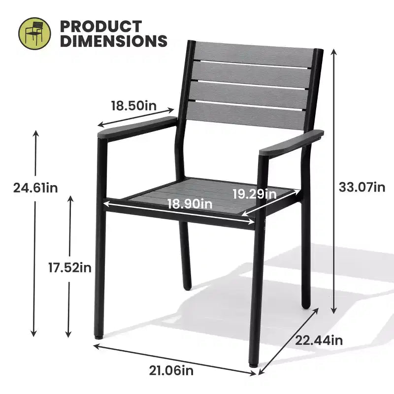 Crestlive Products Set da pranzo da esterno in alluminio da 7 pezzi, tavolo da 180 cm e 6 sedie con piano in legno sintetico e foro per ombrellone per piscina, prato