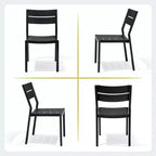 Crestlive Products Set da pranzo da 7 pezzi in alluminio per patio, tavolo da 210 cm e 6 sedie, piano del tavolo in alluminio nero per esterni, piscina, prato