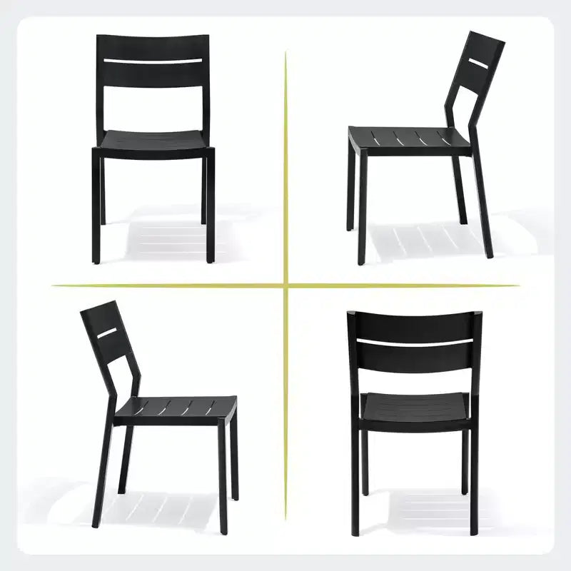 Crestlive Products Set da pranzo da 7 pezzi in alluminio per patio, tavolo da 210 cm e 6 sedie, piano del tavolo in alluminio nero per esterni, piscina, prato
