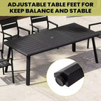 Crestlive Products Set da pranzo da 7 pezzi in alluminio per patio, tavolo da 210 cm e 6 sedie, piano del tavolo in alluminio nero per esterni, piscina, prato