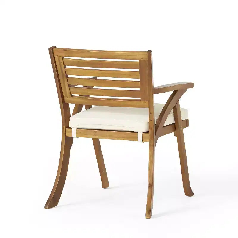 Christopher Knight Home Bellmill, Set da pranzo da esterno 7 pezzi in ferro e legno di acacia con cuscino, teak/nero