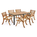 Christopher Knight Home Bellmill, Set da pranzo da esterno 7 pezzi in ferro e legno di acacia con cuscino, teak/nero