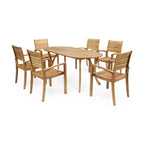 Christopher Knight Home Holloway Set da Pranzo da Esterno 7 Pezzi in Legno di Acacia a Doghe