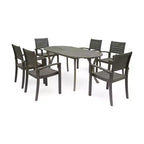 Christopher Knight Home Holloway Set da Pranzo da Esterno 7 Pezzi in Legno di Acacia a Doghe