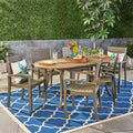 Christopher Knight Home Holloway Set da Pranzo da Esterno 7 Pezzi in Legno di Acacia a Doghe