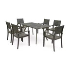 Christopher Knight Home Set da pranzo da 7 pezzi in legno di acacia a doghe per esterni Anchor
