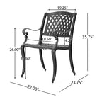 Christopher Knight Home Hallandale, Set da pranzo da esterno in 5 pezzi in alluminio pressofuso, nero opaco anticato