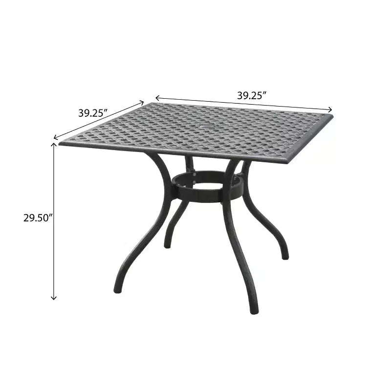 Christopher Knight Home Hallandale, Set da pranzo da esterno in 5 pezzi in alluminio pressofuso, nero opaco anticato