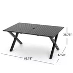 Christopher Knight Home Rogge Set da Pranzo Espandibile da Esterno a 7 Pezzi in Vimini e Alluminio con Cuscini, Marrone Chiaro/Nero Opaco