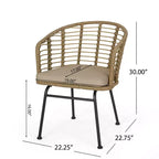Christopher Knight Home Rogge Set da Pranzo Espandibile da Esterno a 7 Pezzi in Vimini e Alluminio con Cuscini, Marrone Chiaro/Nero Opaco