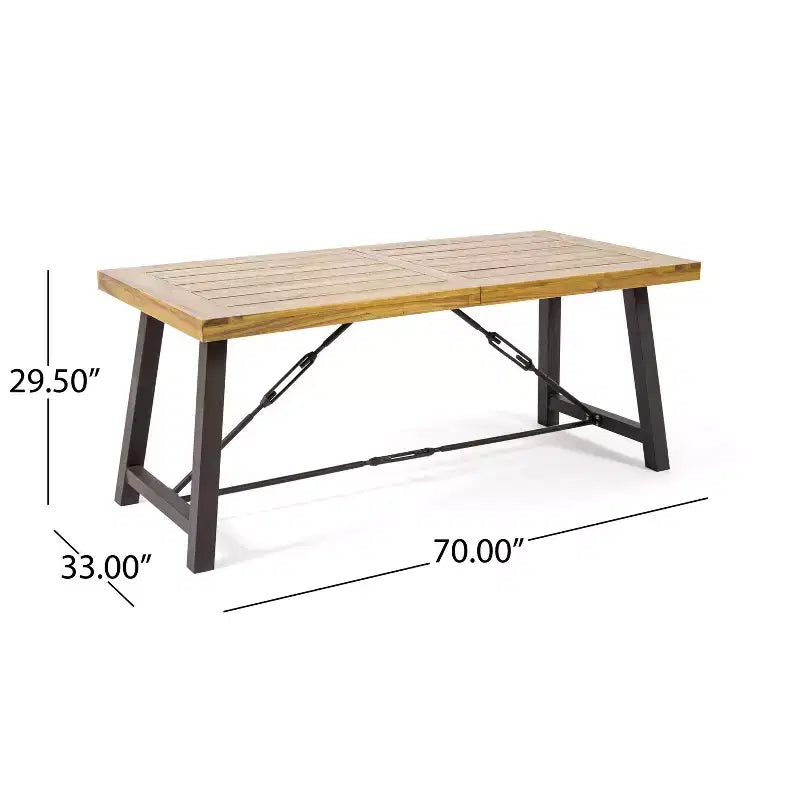Christopher Knight Home Betsys, set da pranzo da esterno in legno di acacia e vimini, 6 pezzi con panca, teak/marrone mélange