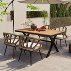 Set da esterno contemporaneo Whisen con sedie in rattan PE e tavolo in legno plastico, adatto per giardini e prati