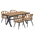Set da esterno contemporaneo Whisen con sedie in rattan PE e tavolo in legno plastico, adatto per giardini e prati