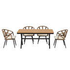 Set da esterno contemporaneo Whisen con sedie in rattan PE e tavolo in legno plastico, adatto per giardini e prati