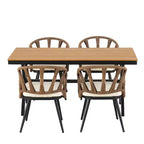 Set da esterno contemporaneo Whisen con sedie in rattan PE e tavolo in legno plastico, adatto per giardini e prati