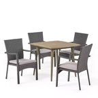 Christopher Knight Home Marias Set da pranzo da 5 pezzi in vimini e legno di acacia per esterni