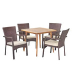 Christopher Knight Home Marias Set da pranzo da 5 pezzi in vimini e legno di acacia per esterni