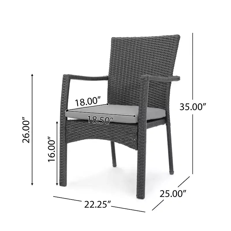 Christopher Knight Home Haley Set da pranzo da 5 pezzi per esterni in legno di acacia e vimini con cuscino