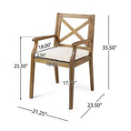 Christopher Knight Home Llano set da pranzo da esterno a 5 pezzi in legno di acacia con cuscini resistenti all'acqua