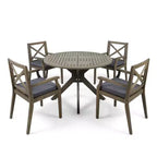 Christopher Knight Home Llano set da pranzo da esterno a 5 pezzi in legno di acacia con cuscini resistenti all'acqua