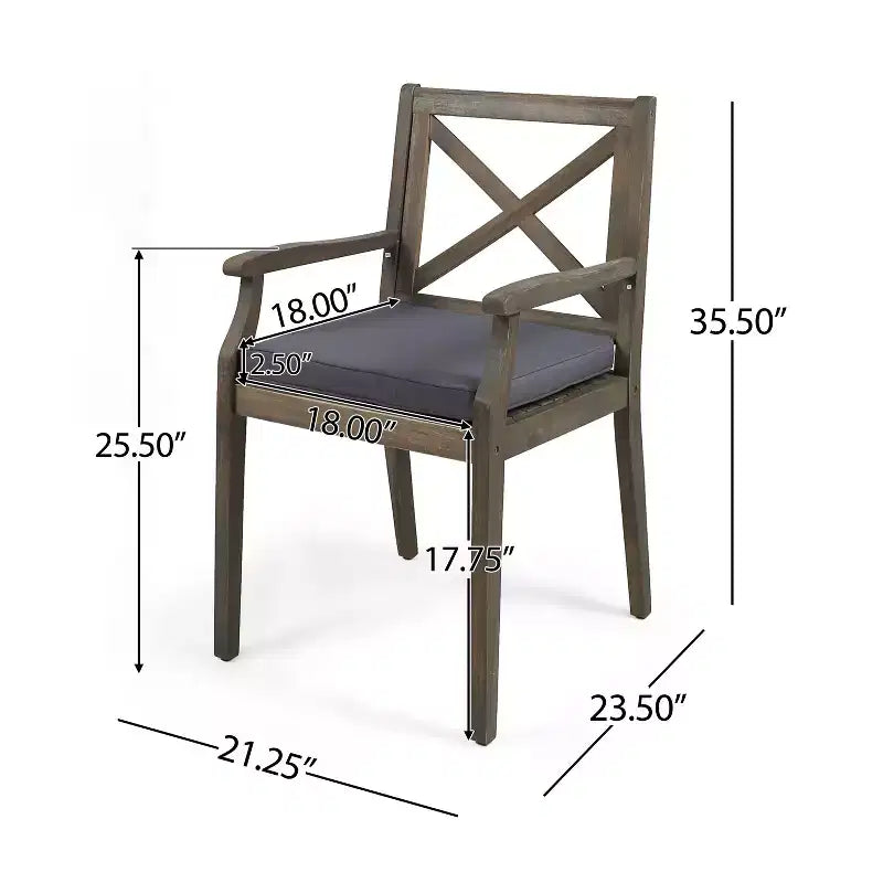 Christopher Knight Home Llano set da pranzo da esterno a 5 pezzi in legno di acacia con cuscini resistenti all'acqua