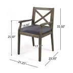 Christopher Knight Home Llano set da pranzo da esterno a 5 pezzi in legno di acacia con cuscini resistenti all'acqua