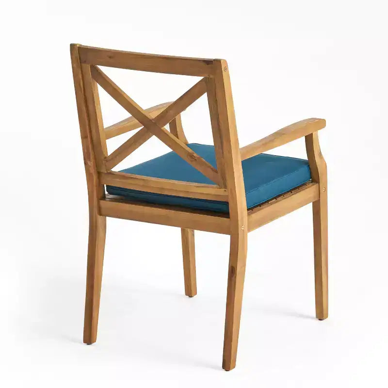 Christopher Knight Home Llano set da pranzo da esterno a 5 pezzi in legno di acacia con cuscini resistenti all'acqua