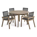 Christopher Knight Home Lockett Ensemble de salle à manger 5 pièces en maille et bois d'acacia pour extérieur