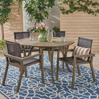 Christopher Knight Home Lockett Outdoor Mesh and Acacia Wood 5 Piece Dining Set