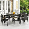 Christopher Knight Home Naop Outdoor 7 Piece Mesh and Aluminum Dining Set, Black
