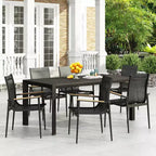 Christopher Knight Home Naop Outdoor 7 Piece Mesh and Aluminum Dining Set, Black