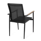 Christopher Knight Home Naop, set da pranzo da esterno in 7 pezzi in rete e alluminio, nero