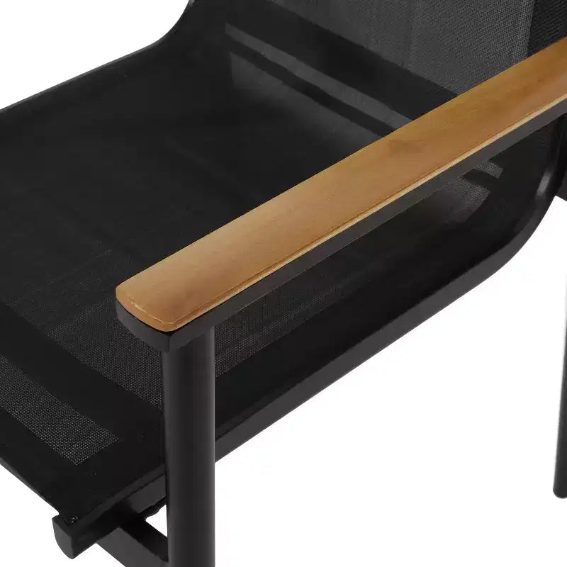 Christopher Knight Home Naop, set da pranzo da esterno in 7 pezzi in rete e alluminio, nero