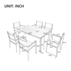 Whisen Set da Pranzo da Esterno in Acciaio a 7 Pezzi Resistente alle Intemperie, Set da Pranzo per Patio per Balcone, Giardino