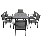 Whisen Set da Pranzo da Esterno in Acciaio a 7 Pezzi Resistente alle Intemperie, Set da Pranzo per Patio per Balcone, Giardino