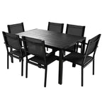 Whisen Set da Pranzo da Esterno in Acciaio a 7 Pezzi Resistente alle Intemperie, Set da Pranzo per Patio per Balcone, Giardino